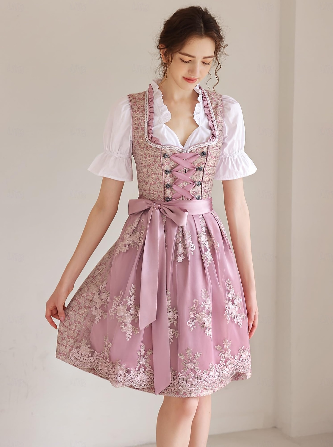 Oktoberfest Lace Dress Dirndl Dirndl Blouse Maid Bavarian German Munich Wiesn Women's Carnival Beer Festival Traditional Style Cloth 2026 - $72.99 –P5
