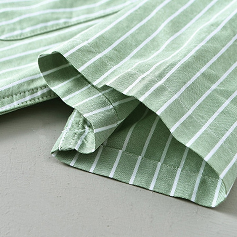 Voor heren Overhemd Zomer overhemd Normaal shirt Strand hemd Overhemd met knopen Wit blauw Groen Grijs Korte mouw Gestreept Revers Vakantie Hawaii Zak Kleding 100% katoen Modieus Casual Comfortabel 2025 - $33.99 –P7