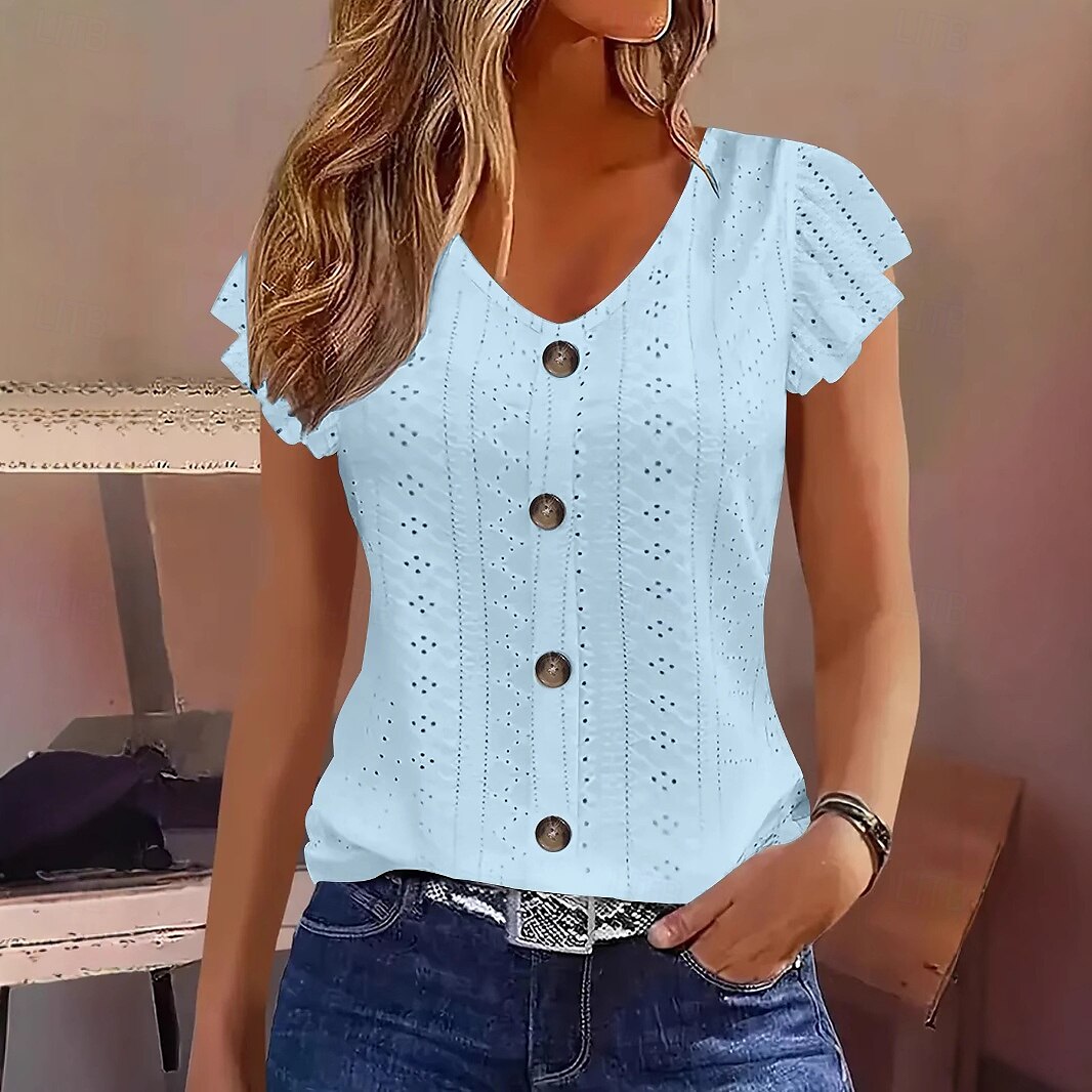 Pentru femei Camisole Tank Top Simplu Elegant Casual Fără manșon În V Topuri obișnuite Zilnic Concediu Dantelă Alb Galben Roz Îmbujorat Albastru piscină Gri Vară Primăvară 2025 - $17.99 –P2