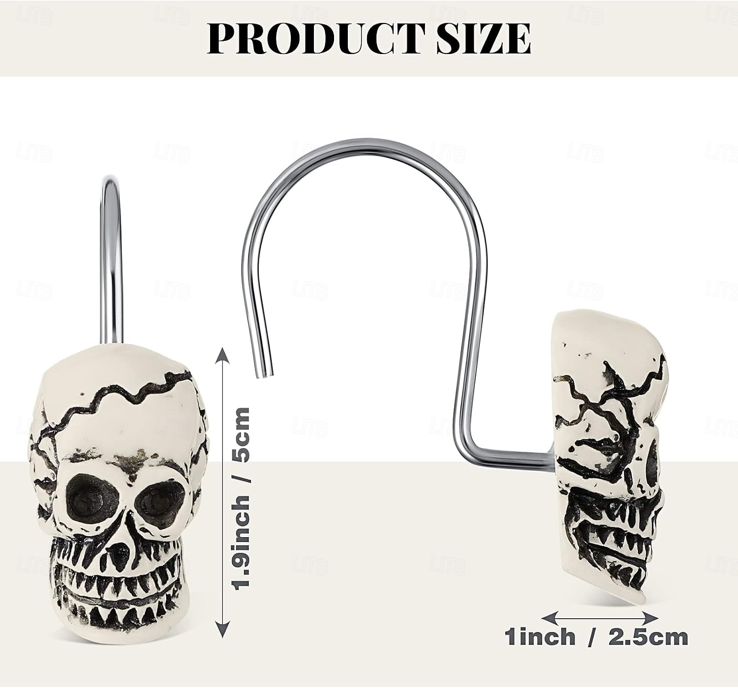 12er-Set Duschvorhanghaken Fischgräten-Design – Edelstahl, Silber, Für Stangen 22–25 Mm