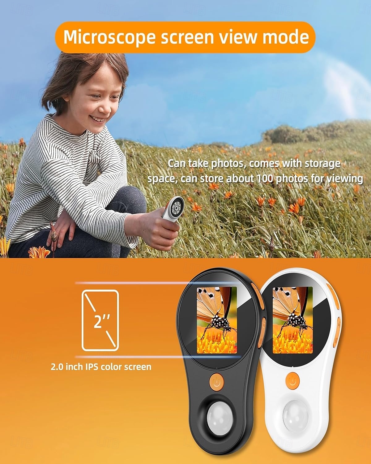 Digital Microscope Handheld 2.0 inch IPS Color Screen,Portable Digital Magnifying Glass 500x,Marco Microscope for Kids,Built-in 8LED Lights,USB Compatible with PC Windows, Mac OS 2025 - $39.99 –P5