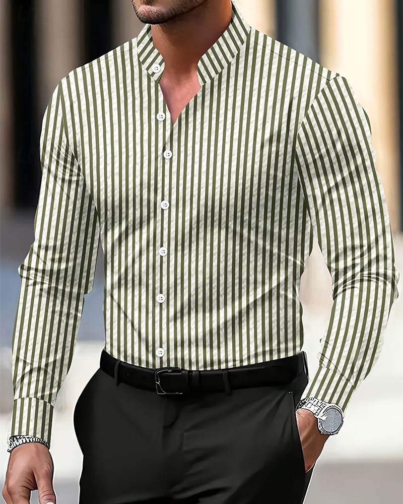 Per uomo Camicia Camicia Estiva Camicia casual Camicia da Spiaggia Camicia con Bottoni Nero Bianco Rosa Verde militare Manica Lunga Semplice Collo alla coreana Vacanza Camicia hawaiana Bottoni del 2025 a $20.99 –P9