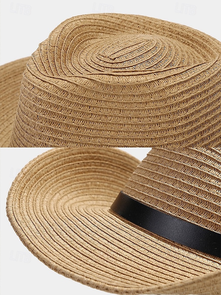 Miesten kokoontaitettava olkicowboyhattu mustalla nauhalla – kesäinen lännenhattu rannalle, matkoille ja vapaa-aikaan 2025 - $14.99 –P8