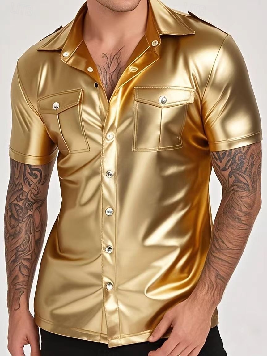 Blusa / Camisa Policial Com Brilho Metálico Drag & Glam Adulto Homens Dia Das Bruxas Carnaval Boate Parada do Orgulho Mês do Orgulho Vestir-se de 2026 por $32.99 –P7