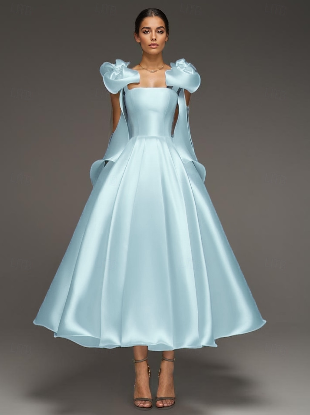 A-Linie Cocktailkleider Elegant Formale Hochzeit knöchellang ärmellos Spaghettiträger Kleid Satin mit Schleife(n) 2025 - $158.99 –P7