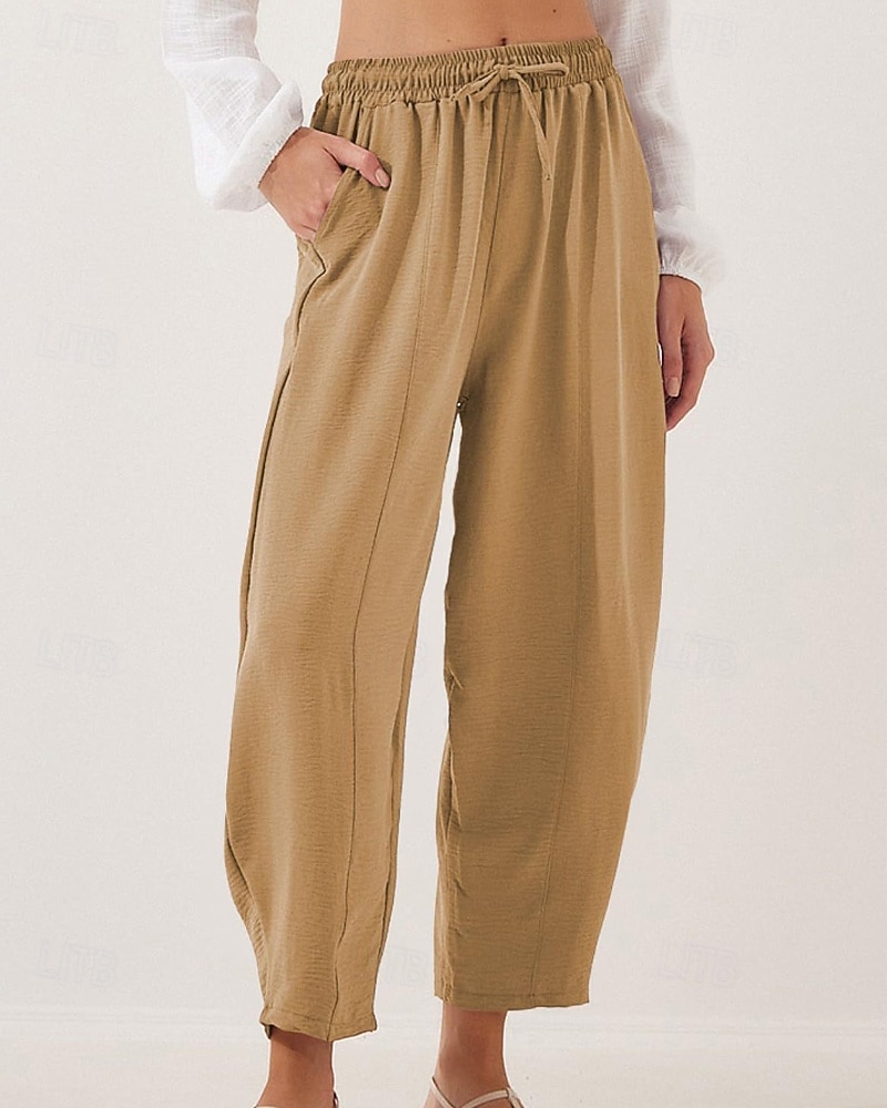 Жен. Брюки Мода Уличный стиль Полная длина Средняя талия Полотняное плетение Карман Эластичный шнурок На открытом воздухе Удобный на открытом воздухе Отпуск 2026 - $22.99 –P13
