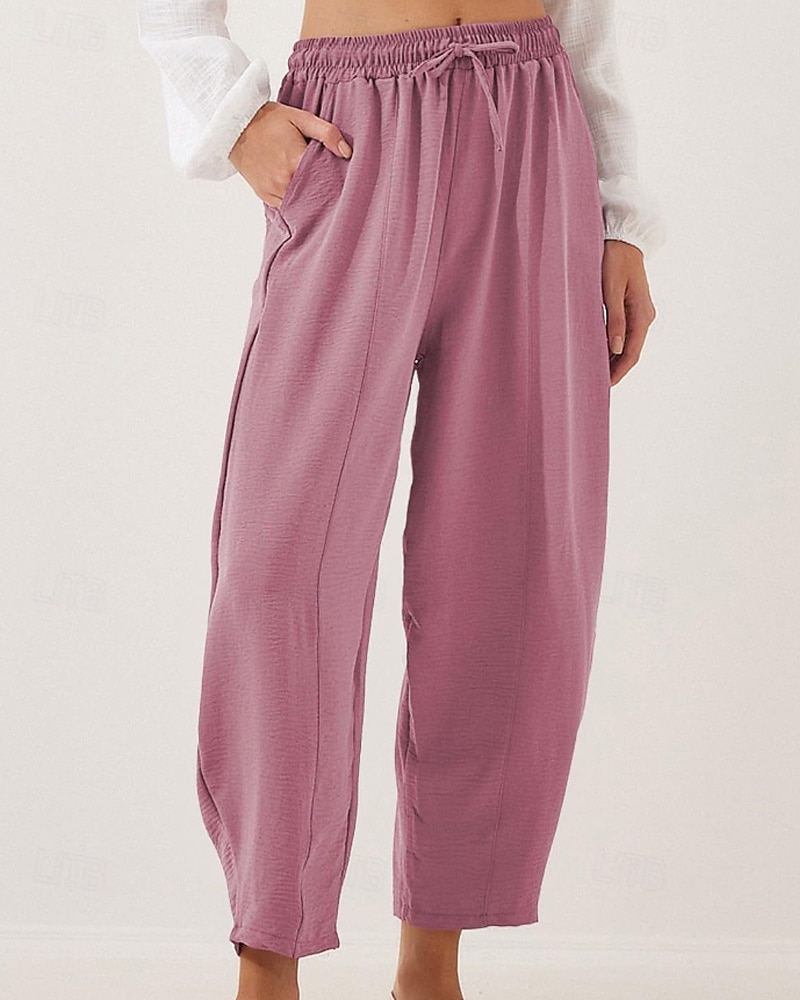 Жен. Брюки Мода Уличный стиль Полная длина Средняя талия Полотняное плетение Карман Эластичный шнурок На открытом воздухе Удобный на открытом воздухе Отпуск 2026 - $22.99 –P5