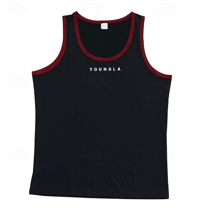 Herr Linne Undertröjor Ärmlös tröja Ärmlös Rund hals Sommar Bokstav Mode Designer Grundläggande Lappverk Semester Gata Utekväll Svart Vit Rubinrött Topp t-shirt för män 2025 - $16.99 –P15
