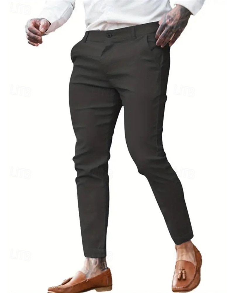 Per uomo Pantaloni Eleganti Aderente Pantaloni Chinos Bottoni Tasca Semplice Comodità Formale Feste Lavoro Moda Stile Classico Blu Cachi Micro-elastico del 2026 a $22.99 –P10