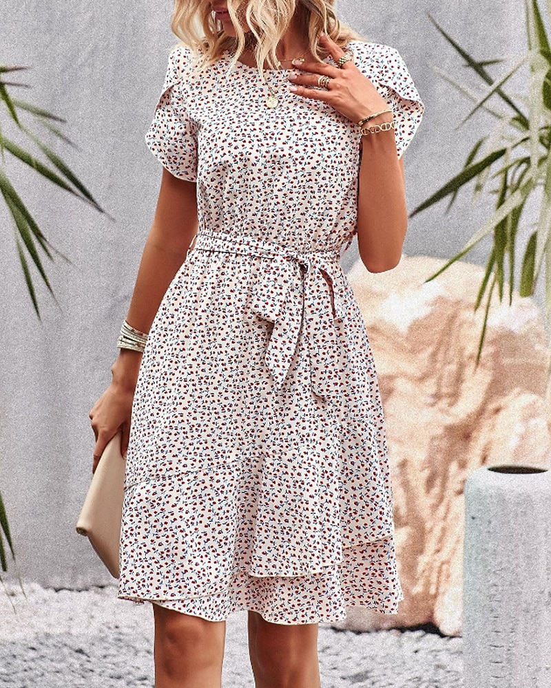 Pentru femei Rochie Mini Rochie florala Rochie Boho Rochie imprimata Modă Clasic Modern Vacanță Concediu Ieșire Fit regulat Floare Manșon scurt Stil Nautic Roșu-aprins Albastru piscină Maro Trifoi 2025 - $27.99 –P18