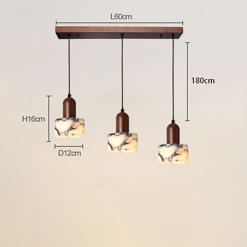 светодиодный подвесной светильник подвесные светильники для потолка каменные деревянные подвесные светильники люстры с абажуром для столовой роскошное украшение гостиной 110-240 В 2025 - $128.99 –P1