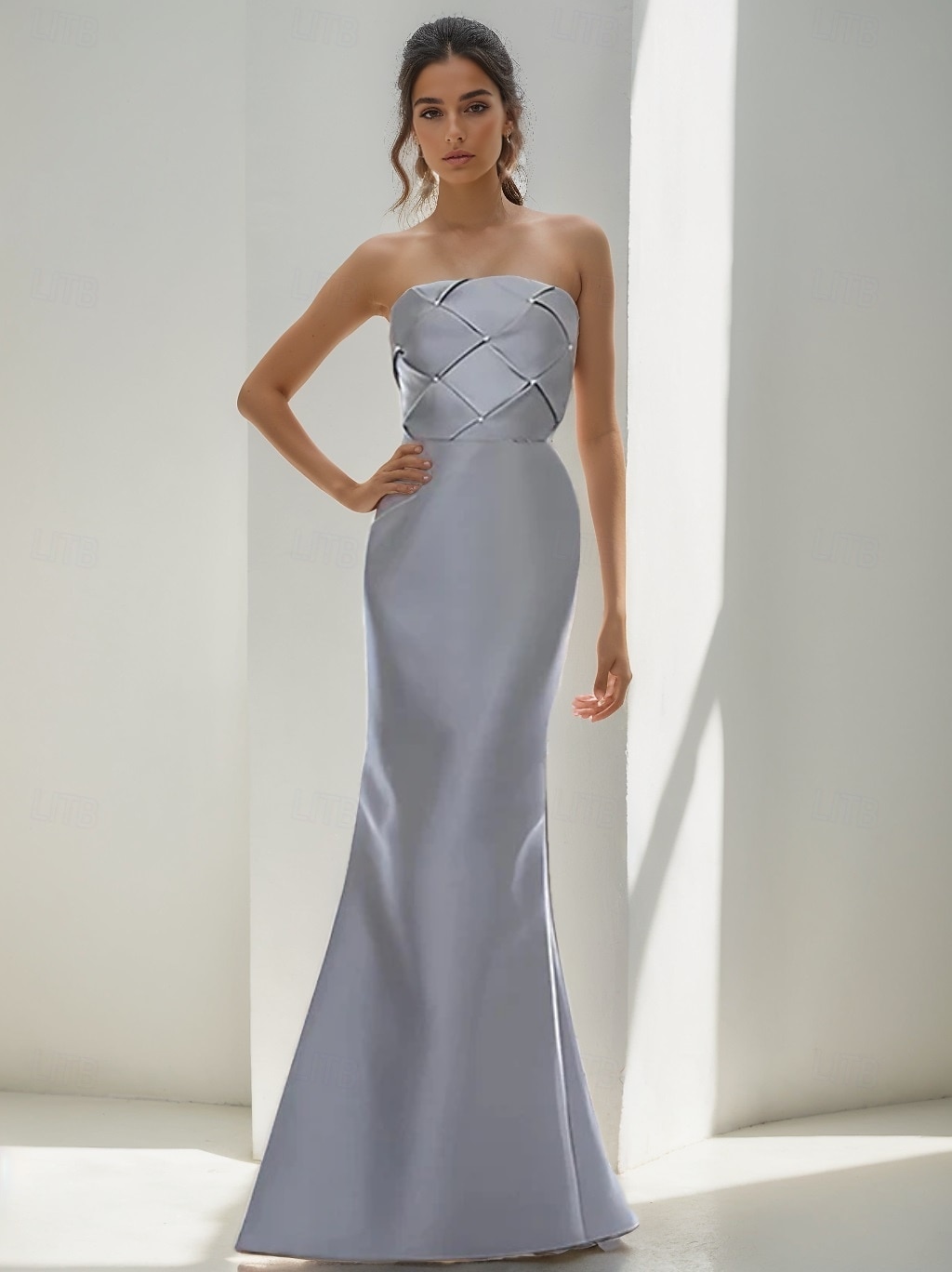 Trompetă / Sirenă Rochii de seara Elegant Rochie Oficial Nuntă Lungime Podea Manșon scurt Bretele Spagheti Cureaua / Sash Satin cu Volane Șal 2025 2025 - $137.99 –P2