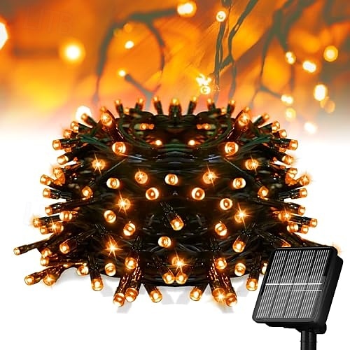 1 kpl ulkokäyttöön tarkoitettu aurinkokennovalosarja, vedenpitävä valosarja, 12 m, 39 jalkaa, 100 led-helmeä, sisäpiha, puutarha, nurmikko, huvila, aita, parveke, koristevalo, häät, halloween, joulu, festivaali, tunnelma, valosarja 2025 - $12.99 –P6