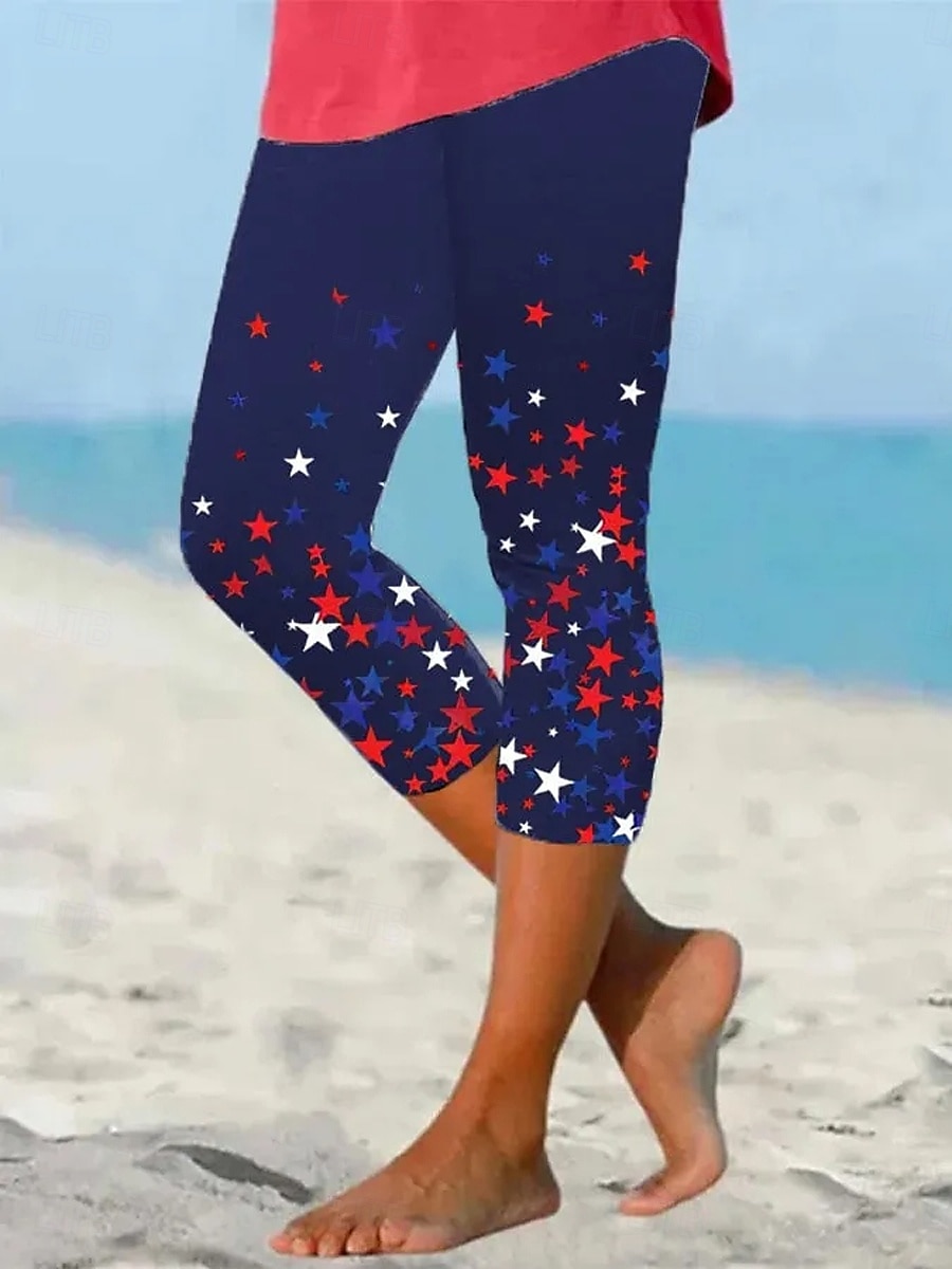 Leggings Patriotici da Donna Vacanza Moda Vintage Lunghezza Polpaccio Pantaloni a Vita Alta Stampa Grafica Bandiera Traspiranti Morbidi Elastici Formali Vacanza Ufficio del 2025 a $18.99 –P3