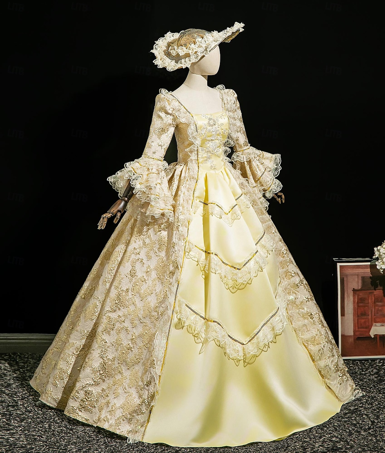 Vintage Rococò Rinascimento Maxi Vestito Normale A sbuffo Principessa Sposa Pieghettato Con Volant Principessa Girocollo Costume Per donna Halloween Carnevale Mascherata Performance Feste Halloween del 2026 a $139.99 –P5