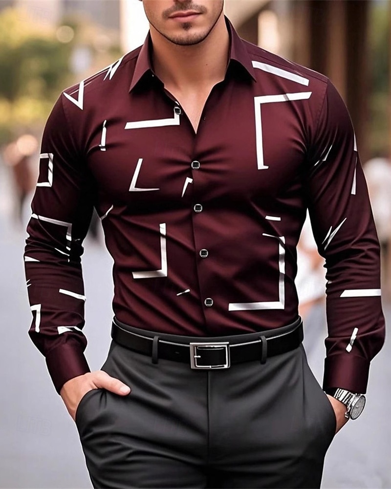 Per uomo Camicia Camicia Estiva Camicia casual Camicia da Spiaggia Camicia con Bottoni Nero Vino Manica Lunga Semplice Stampa Bavero Vacanza Camicia hawaiana Abbigliamento Poliestere Moda Casual del 2025 a $18.49 –P1