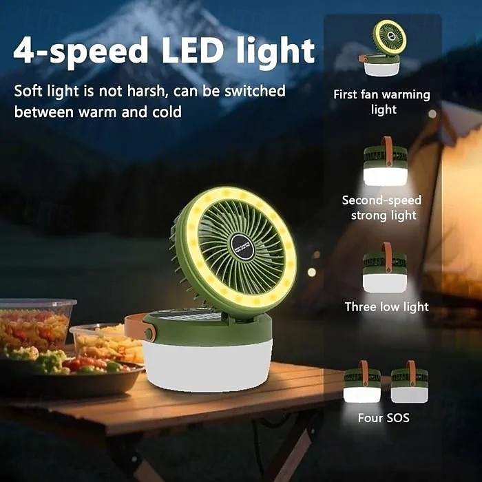 1 Pc Outdoor Solar Camping Light Folding Fan Light Camping Tent Lighting Brightness Wind Speed Adjustable Type-C Powered Portable Lantern 2026 - $26.99 –P8