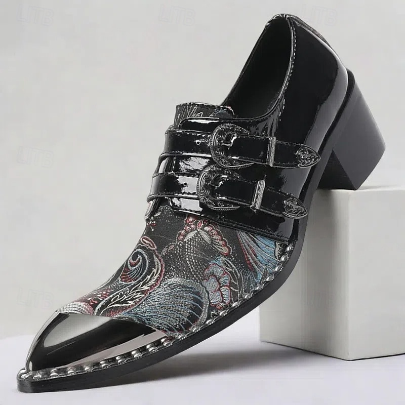 Černé kožené monk strap boty pro muže – Chic formální obuv na večírky a noční akce 2025 - $119.99 –P1