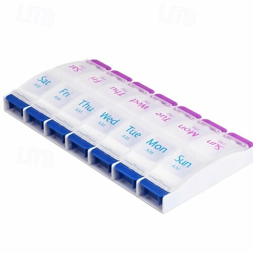 Daily Pill Case Organizer, 7-Day Weekly Medicine Planner Organizer, AM PM, Large Tray 14-Compartment Meds Box Container Holder for Medication, Vitamin, Supplement, Fish Oil 2025 - $9.49 –P5
