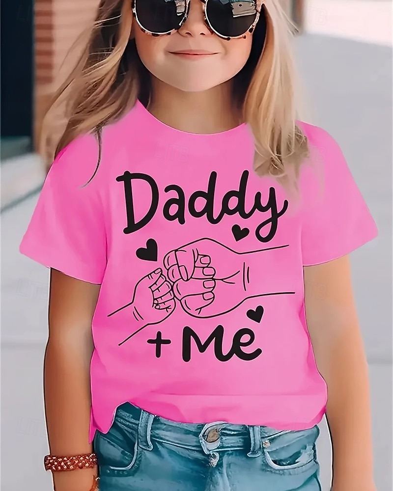 Girls' 3D Letter T shirt Tee Short Sleeve Summer Spring Fashion Basic Kids 4-12 Years Crew Neck Outdoor Casual Daily Regular Fit 2026 - $11.99 –P1