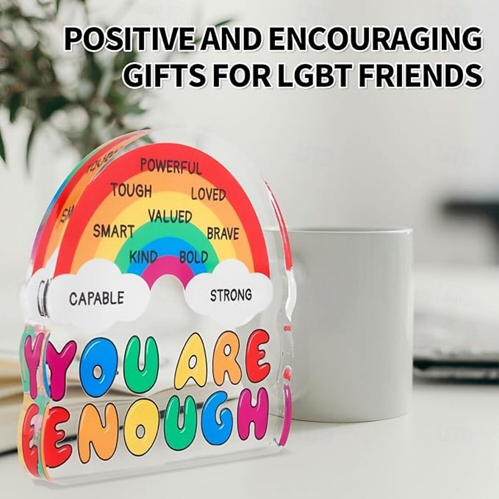 ylpeyspöytäkoristekyltti akryylikyltti rakkaus on rakkautta sateenkaari lgbtq ylpeyskuukausi toimistopöytähyllyn sisustus, juhlatarvikkeiden teema koristeellinen työpöytäkyltti 2025 - $7.99 –P6