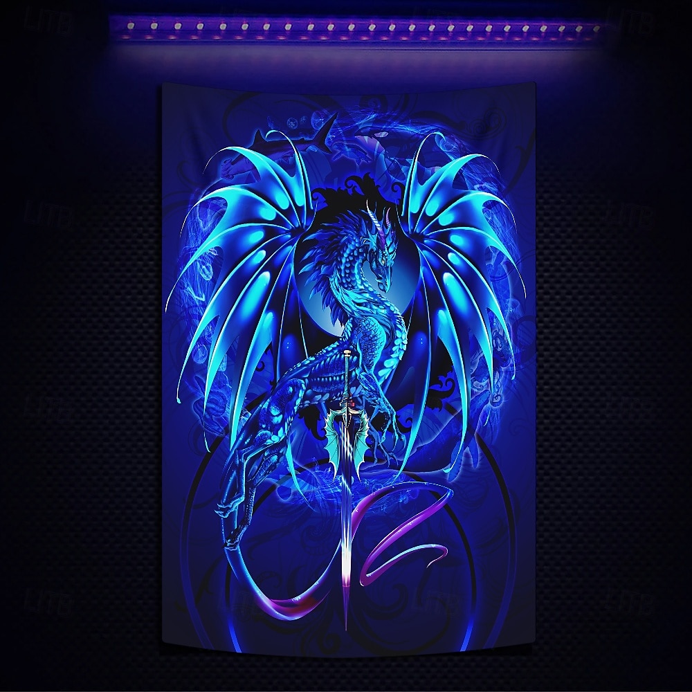 Ruth Thompson Blacklight Vev Som Lyser I Mørket Glow Party UV Reaktiv Trippy Tåkete Hengende Veve Veggkunst Mural Stue Soverom Drage-sverd SEABLADE 2025 - $16.99 –P1