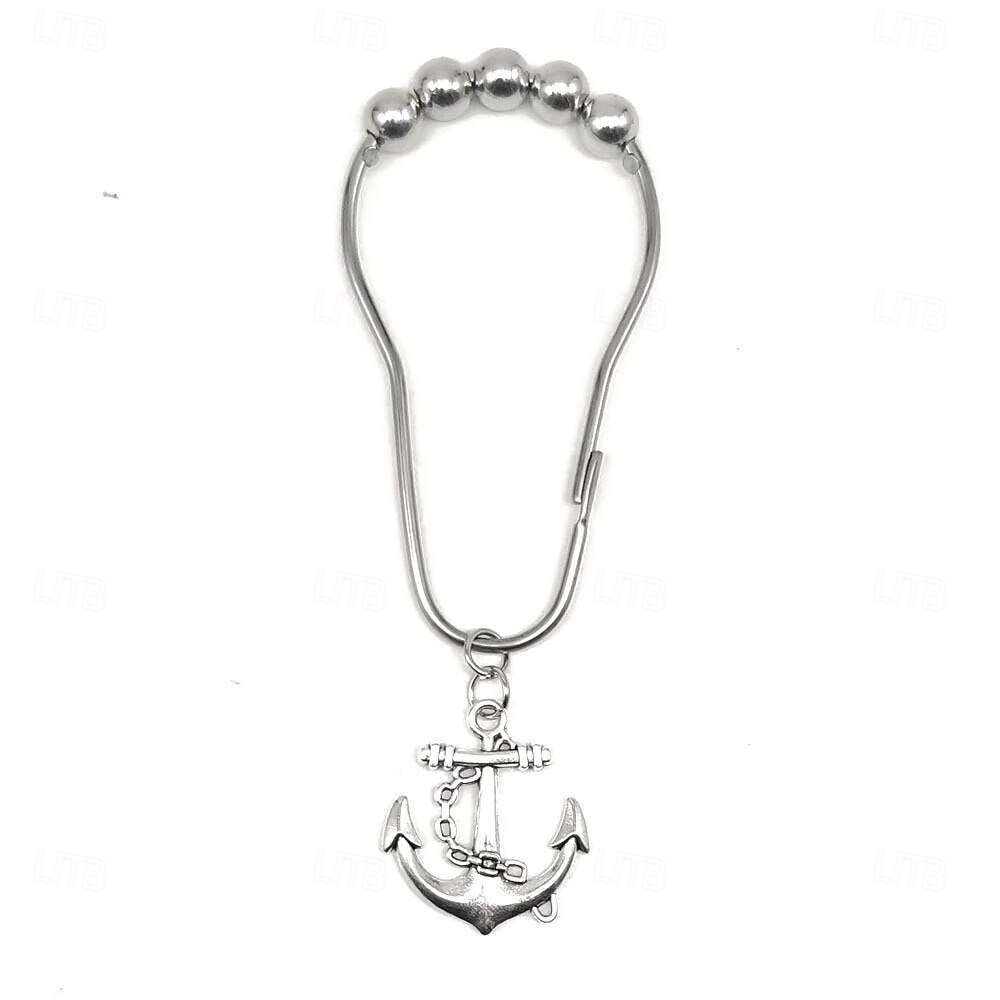 Nautical Shower Curtain Hook 1pc Rustproof Polished Chrome with Antique Silvery, Anchor & Rudder Pendants for Bathroom Decor 2025 - $9.49 –P8