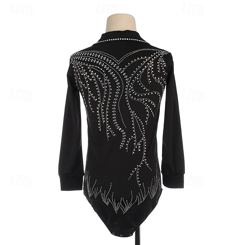 Men's Boys Figure Skating Costumes High Elasticity Training Competition Skating Wear Classic Crystal / Rhinestone Long Sleeve Ice Skating Figure Skating 2026 - $271.59 –P2