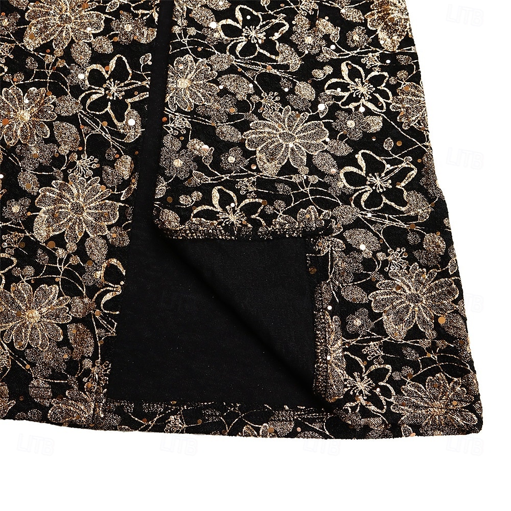 Kleid Mutter der Braut Kleid Elegantes Boot-Ausschnitt Bodenlänges Spitzen Kurzarm mit Pailletten 2025 - $49.99 –P21