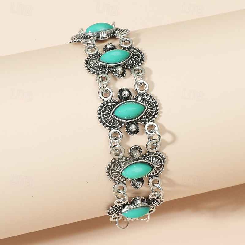 Bracelet Femmes Rétro Fleur Bohème Bracelet Bijoux Rouge Vert Ovale pour Quotidien Fête de 2025 ? $15.49 –P2