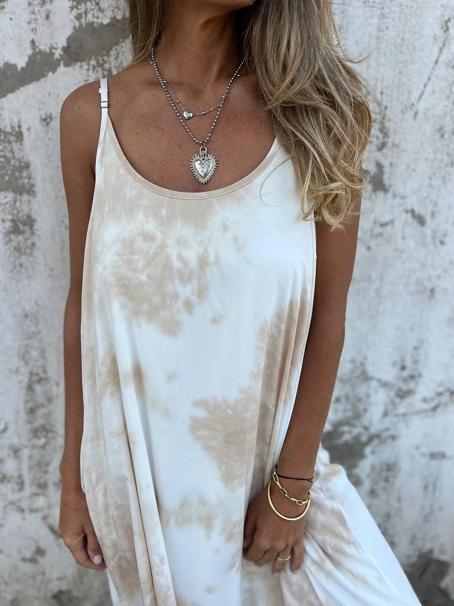 Women's Long Dress Maxi Dress Casual Dress Summer Dress Slip Dress Fashion Modern Daily Beach Weekend Regular Fit Tie Dye Sleeveless Spaghetti Strap Pink Navy Blue Apricot Summer 2025 - $22.99 –P4