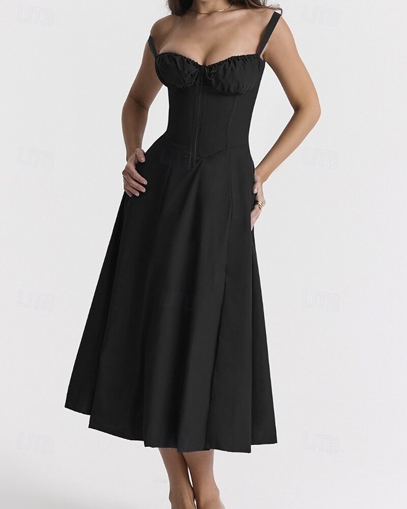 Pentru femei Rochii Midi Rochie albă Rochie de absolvire Rochie de petrecere Modă Modern Petrecere Zi de Naștere Serată Fit regulat Simplu Fără manșon În U Negru Alb Roșu-aprins Vară 2025 - $28.99 –P8