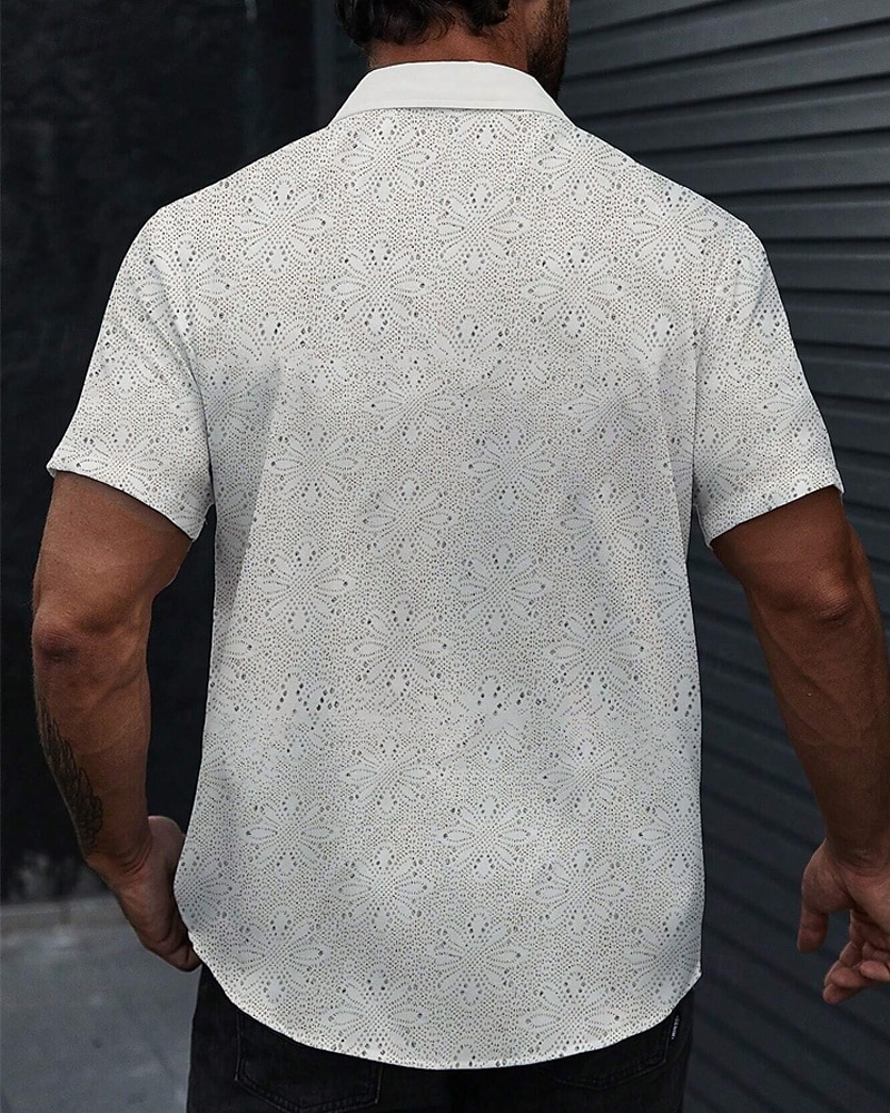 Men's Shirt Summer Shirt Casual Shirt Beach Shirt Button Up Shirt White Short Sleeve Plain Lapel Vacation Hawaiian Hollow Out Clothing Apparel Polyester Fashion Casual Comfortable 2026 - $29.99 –P2
