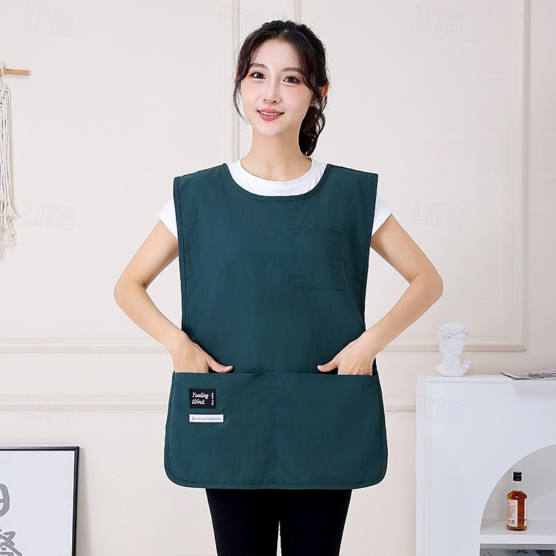 Vanntett forklevest for kjøkken, baking, frisørsalong, restaurantarbeidstøy, unisex ermeløst matlagingsforkle med lommer – enkelt moderne design 2025 - $15.99 –P3