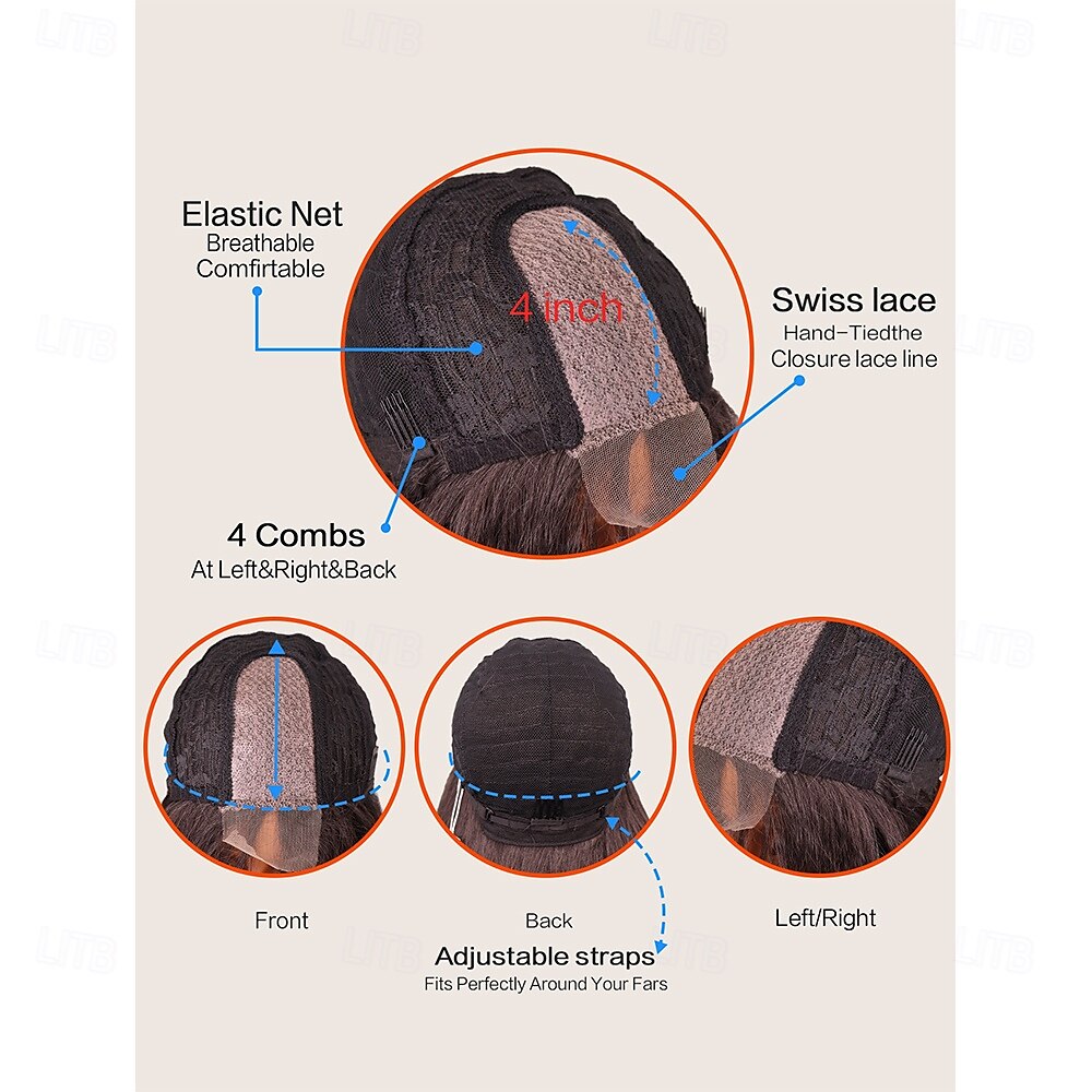 Pruik van synthetisch kant Mat Stijl 26 inch(es) Zwart Middelste stuk U-deel Pruik Dames Pruik Zwart 2025 - $39.99 –P8