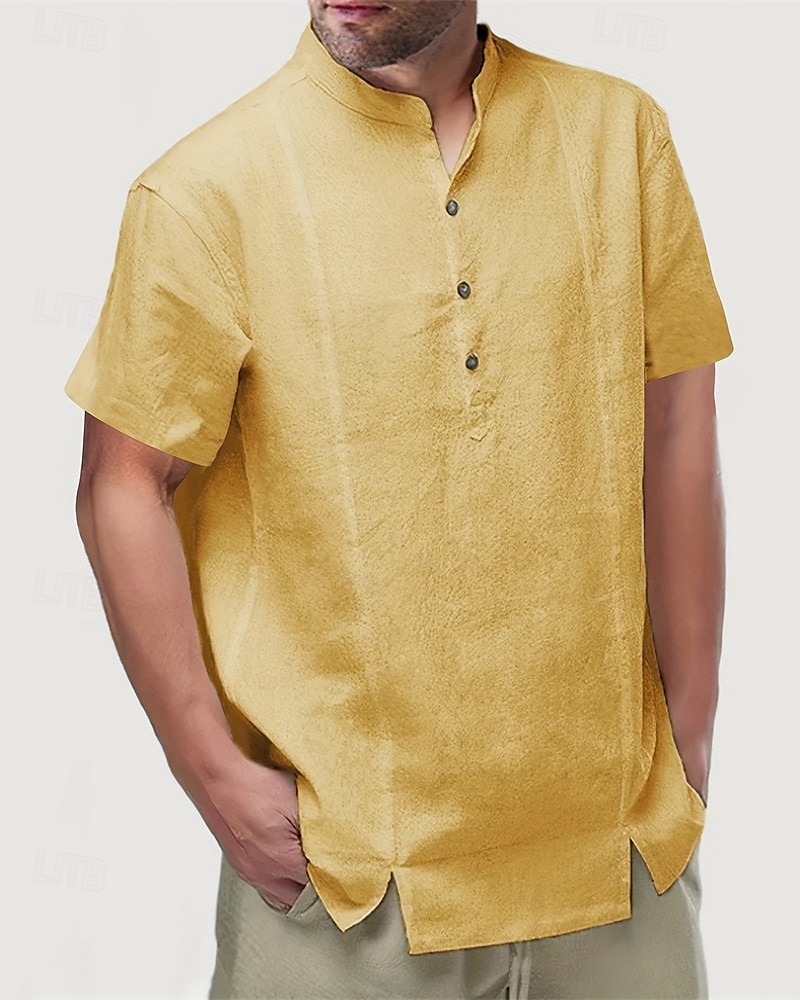Per uomo Camicia Camicia popover Camicia Estiva Camicia casual Camicia da Spiaggia Nero Bianco Giallo Manica Corta Semplice Colletto alla coreana Vacanza Camicia hawaiana Bottoni Abbigliamento del 2025 a $24.99 –P2