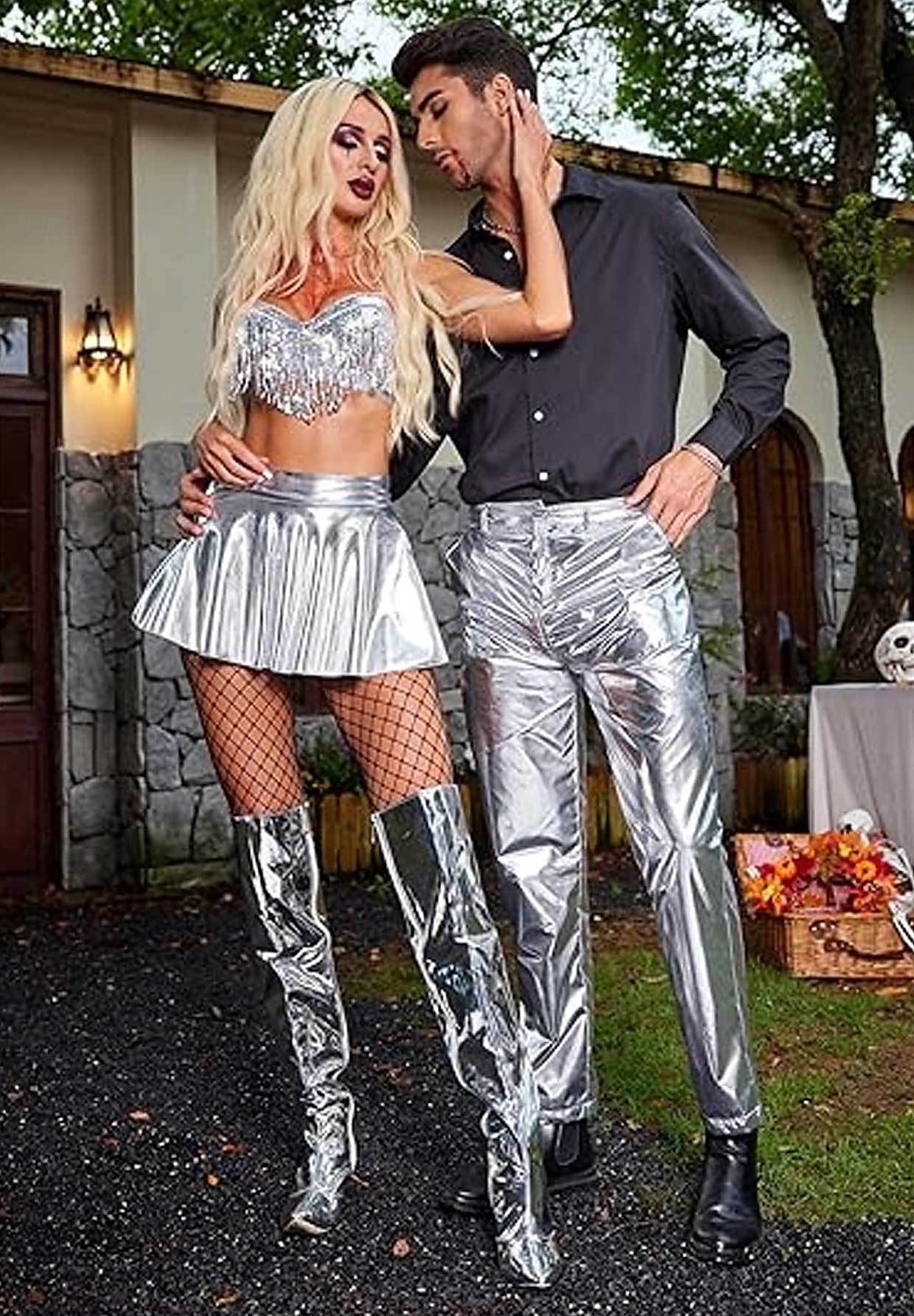 Retro 80. léta Blouznit Sukně Úbory Krátký top Disko Lesklý latexový patent Kov Dámské Hrdost předvečer Všech svatých Karneval hudební festival Pride Parade Měsíc hrdosti Dospělé Sukně Kalhoty 2025 - $32.99 –P7
