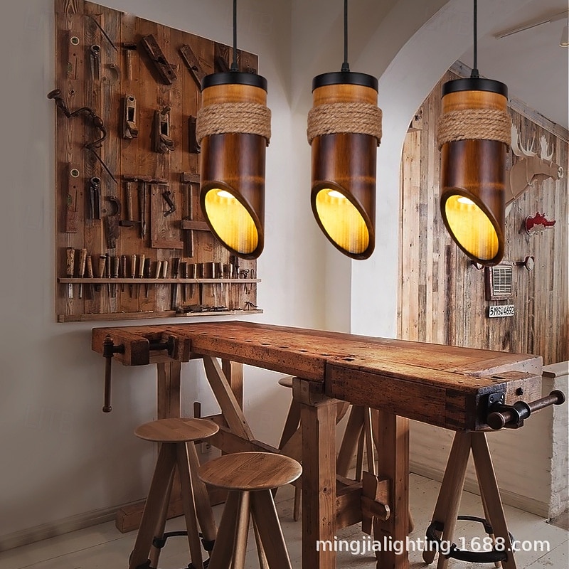26 cm Pendant Lantern Design Geometric Shapes Pendant Light Bamboo Vintage Nature Inspired 110-120V 220-240V 2026 - $131.99 –P1