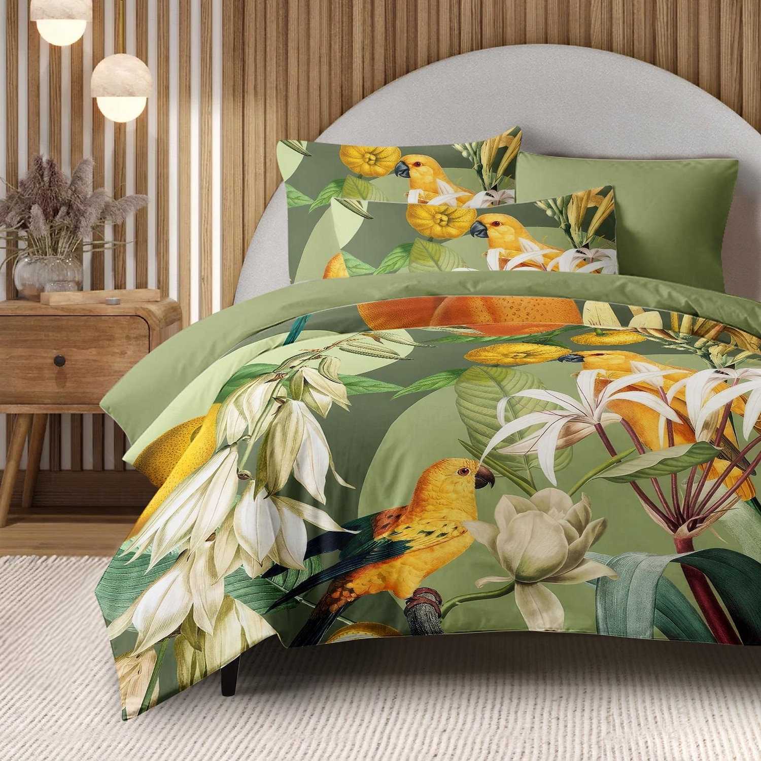 Cobertor de Edredom de Plantas Tropicais 100% Algodão Conjunto de Cama Tamanho Casal Cobertura de Colchão Macia Confortável e Leve com 2 Fronhas para Todas as Estações de 2025 por $60.99 –P8