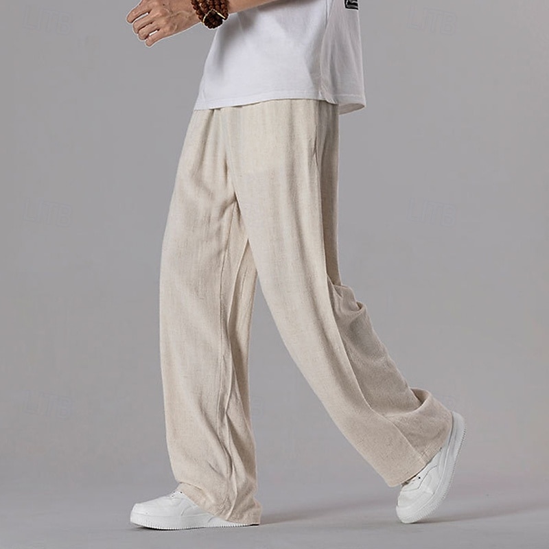 Per uomo Pantaloni di Lino Pantaloni Pantaloni Estivi Pantaloni da Spiaggia Tasca Coulisse Elastico in vita Semplice Comodità Traspirante Vacanza Quotidiano Ferie Hawaiano Boho Nero Bianco del 2026 a $21.99 –P10