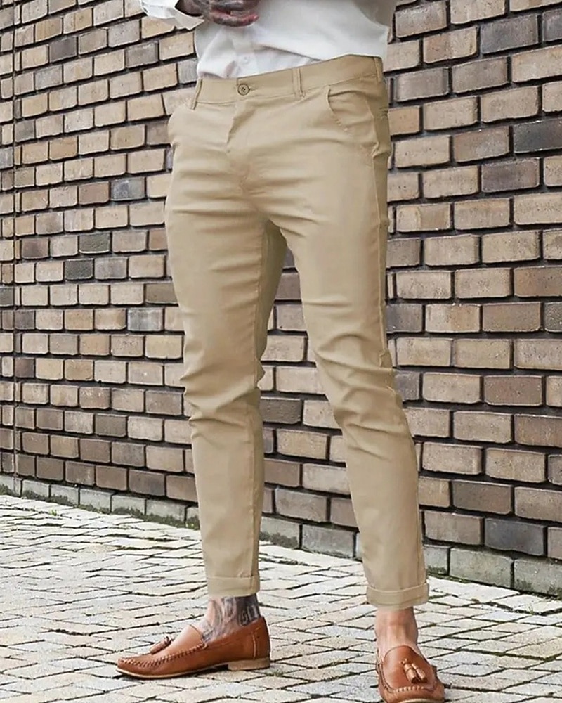 Per uomo Pantaloni Eleganti Aderente Pantaloni Chinos Bottoni Tasca Semplice Comodità Formale Feste Lavoro Moda Stile Classico Blu Cachi Micro-elastico del 2026 a $22.99 –P2