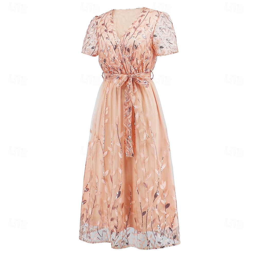 A-Linie Kleid Brautmutterkleid Elegant V Ausschnitt Bodenlang Spitze Kurzarm mit Schärpe / Band Falten 2025 2025 - $79.99 –P27