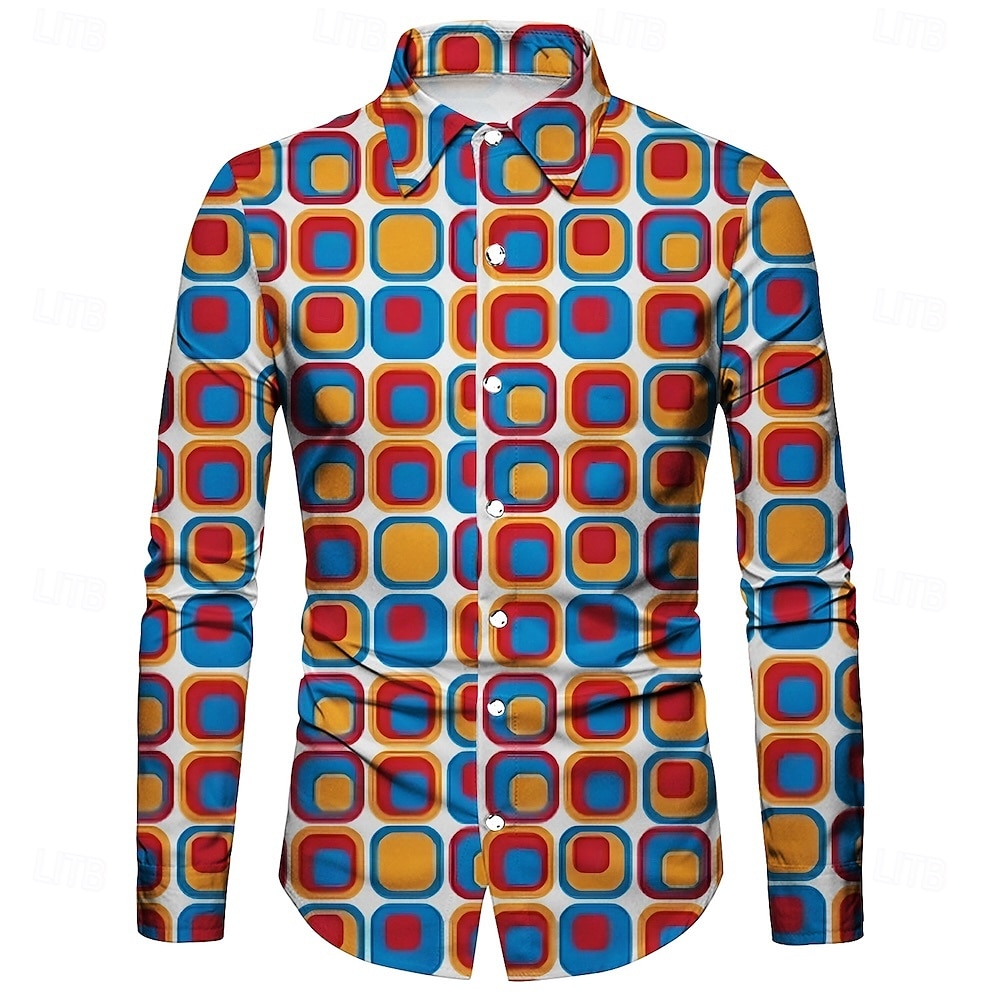 Retrò Vintage Anni '70 Camicia Disco Geometrico Psichedelico Costume Per uomo Halloween Carnevale Festival Musicale Parata dell'Orgoglio Adulti Camicia del 2026 a $23.99 –P5