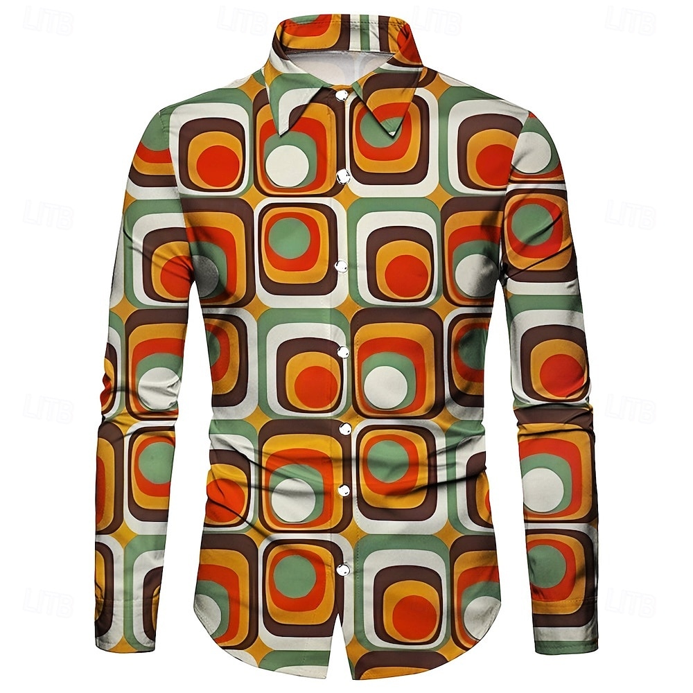 Retrò Vintage Anni '70 Camicia Disco Geometrico Psichedelico Costume Per uomo Halloween Carnevale Festival Musicale Parata dell'Orgoglio Adulti Camicia del 2026 a $23.99 –P1