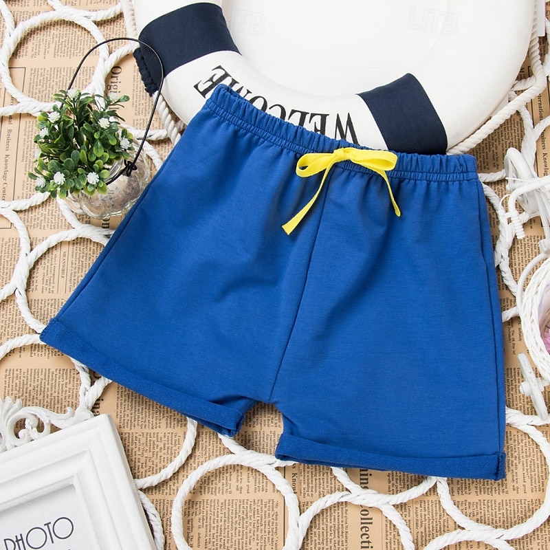 Barn Pojkar Shorts Ensfärgat Andningsfunktion Mjukt Shorts Utomhus Grundläggande Svart Vit Gul Mid midja 2025 - $4.99 –P7