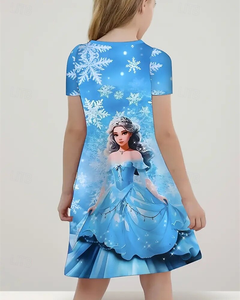 Tyttöjen 3D Piirretty Lumihiutale Mekko Lyhythihainen Kesä Kevät Loma Päivittäin Pyhäpäivä Prinsessa Kaunis Makea Lapset 4-12 vuotta Rento mekko Polvipituinen Normaali 2025 - $15.99 –P2