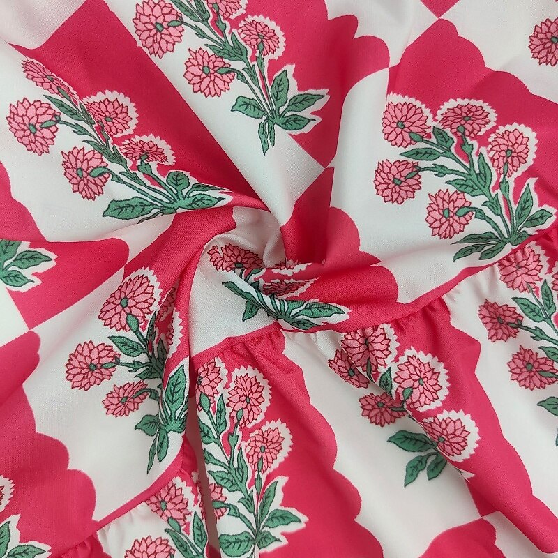 Damskie Sukienka midi Sukienka w kwiatki Sukienka Boho Sukienka z nadrukiem Moda Nowoczesny Na zewnątrz Urlop Święto Regularny Kwiat Bez rękawów Cienkie ramiączka Biały Rumiany róż Niebieski Lato 2025 - $25.99 –P5