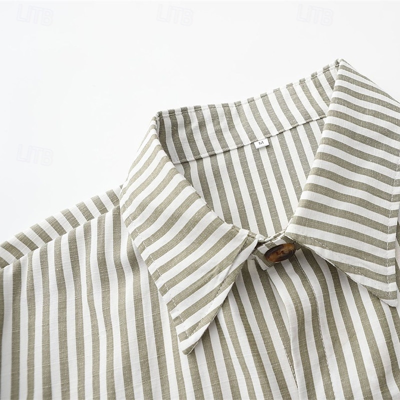 Homens jaqueta leve jaqueta de verão Jaqueta de Camisa Jaqueta de Transição Férias Diário Bolsos Verão Primavera Riscas Moda Clássico Lapela Padrão Rosa claro Azul Verde cáqui Casaco de 2025 por $30.99 –P12
