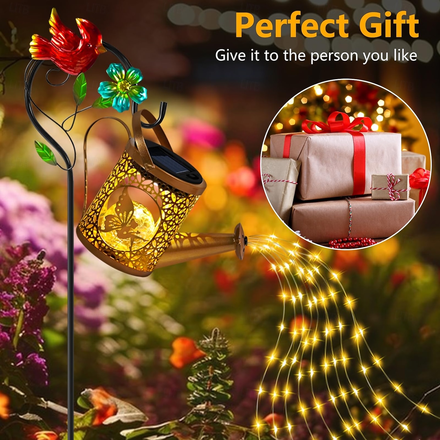 1 stuk buitenzonne-tuinverlichting, waterdichte metalen engel, waterfleslamp, hangende waterval, decoratieve lamp, holle projectielamp, binnenplaats, tuin, gazon, pad, landschapsverlichting 2026 - $30.99 –P6