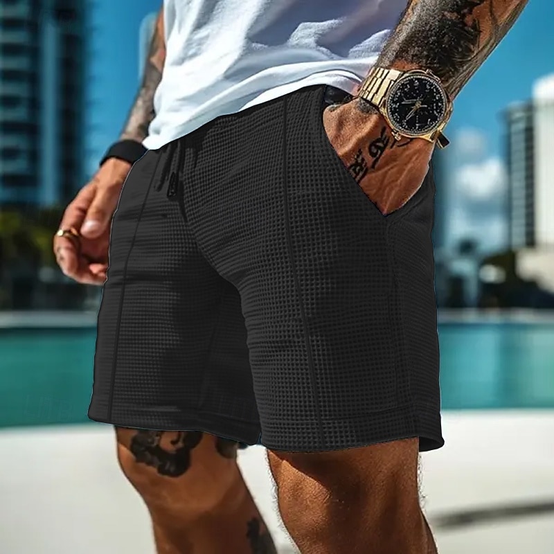 Per uomo Pantaloncini Waffle Shorts Pantaloncini Estivi Pantaloncini casual Tasca Coulisse Elastico in vita Semplice Comodità Traspirante Corto All'aperto Vacanza Canotta sportiva Casual Nero Bianco del 2025 a $16.49 –P2